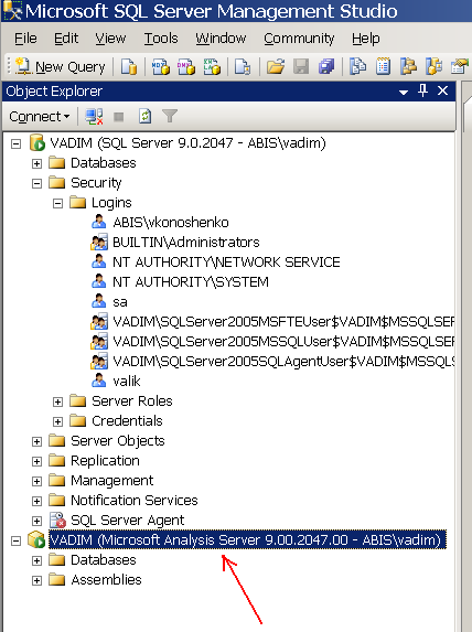 Папка Microsoft Analysis Server